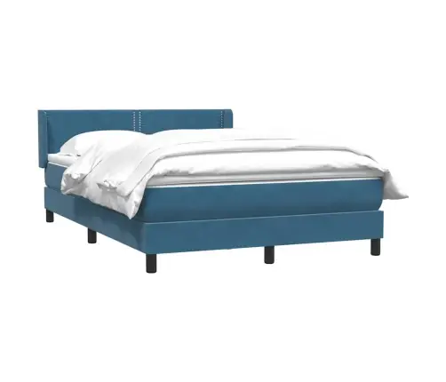 Lova Su Spyruoklėmis Ir Čiužiniu, Mėlyna, 160X210 cm Aksomas