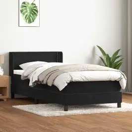 Box Spring Lova Su Čiužiniu Juodas 100X220 Cm Aksomas