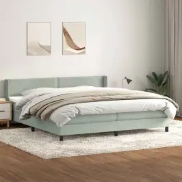 Box Spring Lova Su Čiužiniu Šviesiai Pilka 180X220 Cm Aksomas
