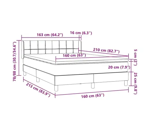 Kontinentaalvoodi Madratsiga, Tumeroheline, 160X210 cm Samet