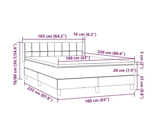 Lova Su Spyruoklėmis Ir Čiužiniu, Rožinė, 160X220 cm Aksomas