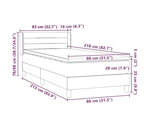 Atsperu Gulta Ar Matraci, Tumši Zils Samts, 80X210 Cm Vidaxl