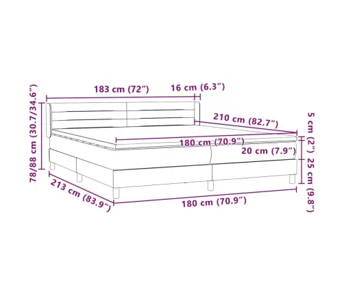 Atsperu Gulta Ar Matraci, Gaiši Pelēka Samts, 180X210 Cm Vidaxl