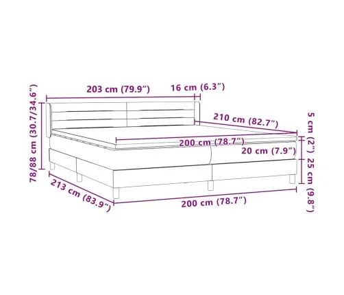 Box Spring Lova Su Čiužiniu Tamsiai Pilka 200X210 Cm Velvet