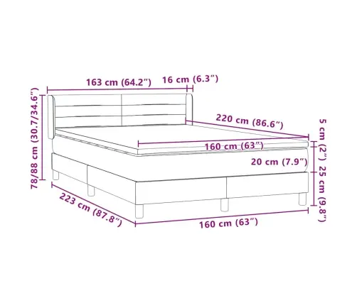 Atsperu Gulta Ar Matraci, Rozā Samts, 160X220 Cm Vidaxl