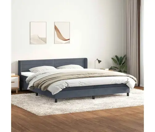 Atsperu Gulta Ar Matraci, Tumši Pelēka Samts, 180X220 Cm Vidaxl