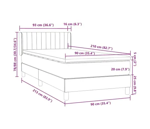 Box Vedruvoodi Madratsiga Roosa 90X210 Cm Samet
