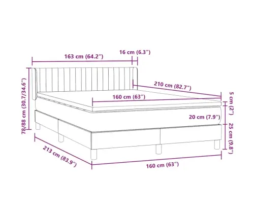 Atsperu Gulta Ar Matraci, Rozā Samts, 160X210 Cm Vidaxl