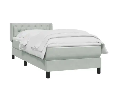 Atsperu Gulta Ar Matraci, Gaiši Pelēka Samts, 80X220 Cm Vidaxl