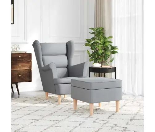 Atpūtas Krēsls Ar Kāju Soliņu, Gaiši Pelēks Audums Vidaxl