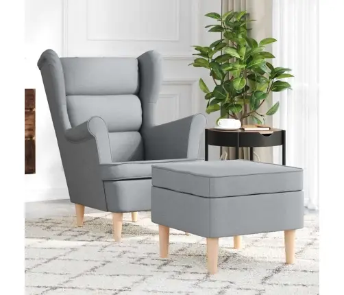 Atpūtas Krēsls Ar Kāju Soliņu, Gaiši Pelēks Audums Vidaxl