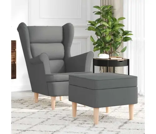 Atpūtas Krēsls Ar Kāju Soliņu, Tumši Pelēks Audums Vidaxl