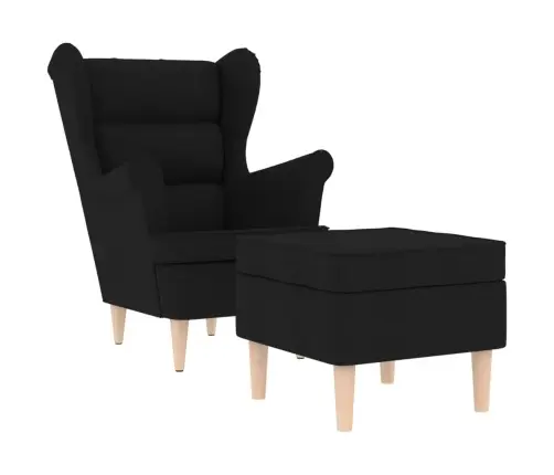 Atpūtas Krēsls Ar Kāju Soliņu, Melns Audums Vidaxl