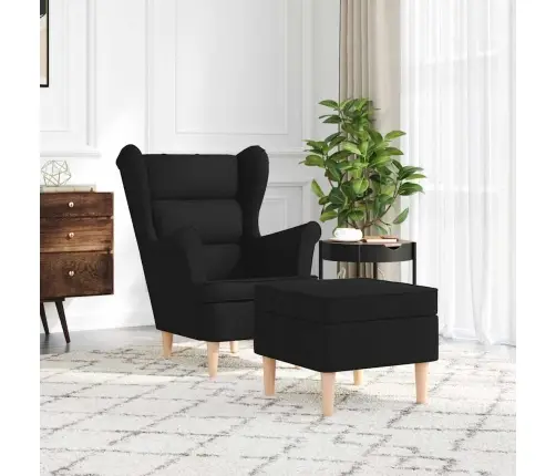 Atpūtas Krēsls Ar Kāju Soliņu, Melns Audums Vidaxl