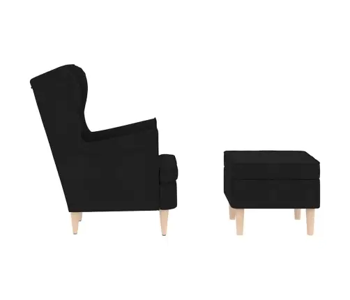 Atpūtas Krēsls Ar Kāju Soliņu, Melns Audums Vidaxl