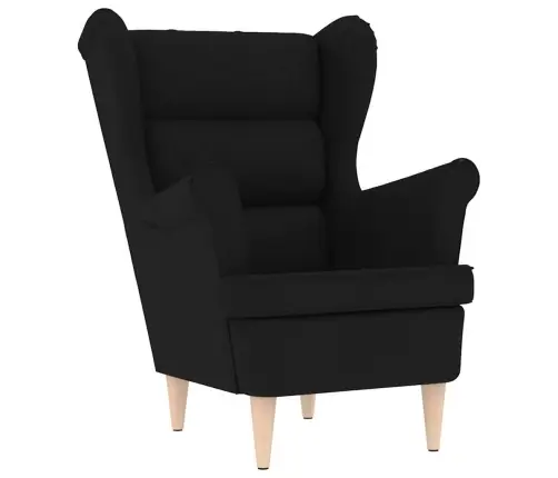 Atpūtas Krēsls Ar Kāju Soliņu, Melns Audums Vidaxl