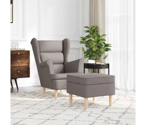 Atpūtas Krēsls Ar Kāju Soliņu, Pelēkbrūns Audums Vidaxl