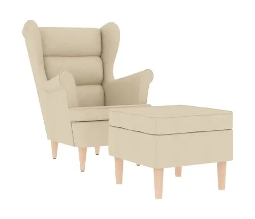 Krėslas Su Pakoja, Kreminės Spalvos, Audinys