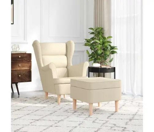 Krėslas Su Pakoja, Kreminės Spalvos, Audinys