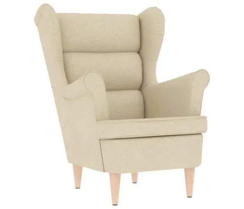 Krėslas Su Pakoja, Kreminės Spalvos, Audinys