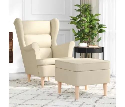 Krėslas Su Pakoja, Kreminės Spalvos, Audinys