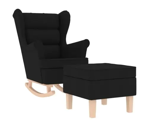 Šūpuļkrēsls Ar Kājsoliņu, Melns Audums Vidaxl