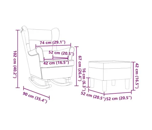 Šūpuļkrēsls Ar Kājsoliņu, Tumši Zaļš Audums Vidaxl