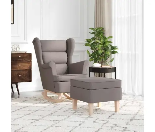 Šūpuļkrēsls Ar Kājsoliņu, Pelēkbrūns Audums Vidaxl