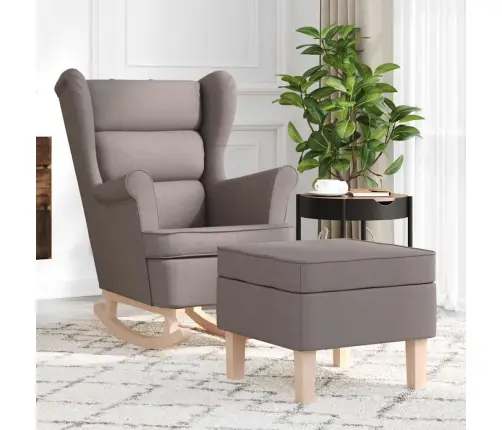 Šūpuļkrēsls Ar Kājsoliņu, Pelēkbrūns Audums Vidaxl