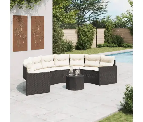 Dārza Dīvāns Ar Galdu, Matračiem, Pusapaļš, Pe Rotangpalma Vidaxl