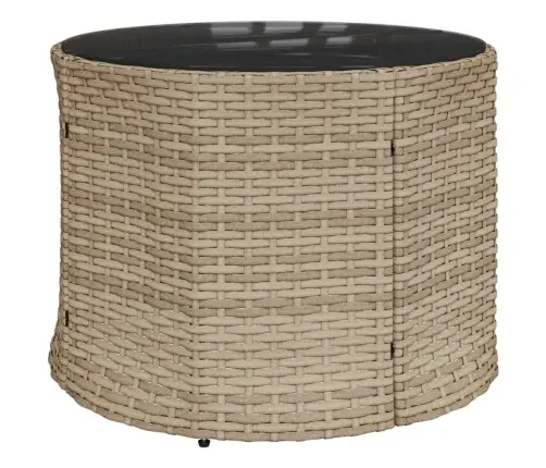 Dārza Dīvāns Ar Galdu, Matračiem, Pusapaļš, Bēšs, Pe Pinums Vidaxl