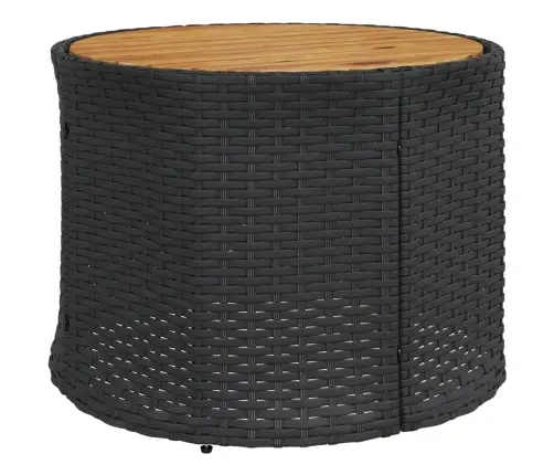 Sodo Sofa Su Stalu/Pagalvėlėmis, Juoda, Poliratanas, Pusapvalė