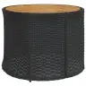 Sodo Sofa Su Stalu/Pagalvėlėmis, Juoda, Poliratanas, Pusapvalė