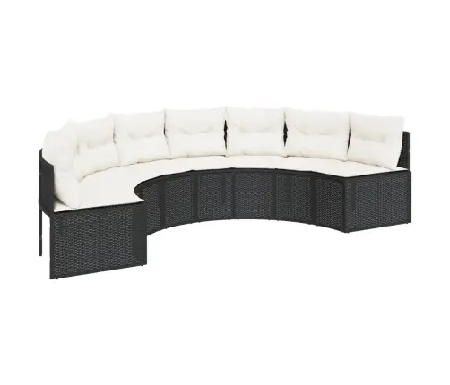 Dārza Dīvāns Ar Matračiem, Pusapaļš, Pe Rotangpalmas Pinums Vidaxl