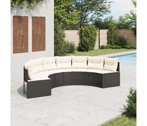 Dārza Dīvāns Ar Matračiem, Pusapaļš, Pe Rotangpalmas Pinums Vidaxl