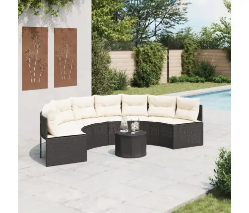 Dārza Dīvāns Ar Galdu, Matračiem, Pusapaļš, Pe Rotangpalma Vidaxl