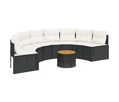 Dārza Dīvāns Ar Galdu, Matračiem, Pusapaļš, Pe Rotangpalma Vidaxl