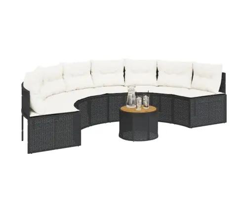 Dārza Dīvāns Ar Galdu, Matračiem, Pusapaļš, Pe Rotangpalma Vidaxl