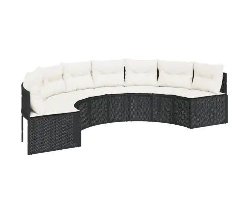 Dārza Dīvāns Ar Galdu, Matračiem, Pusapaļš, Pe Rotangpalma Vidaxl