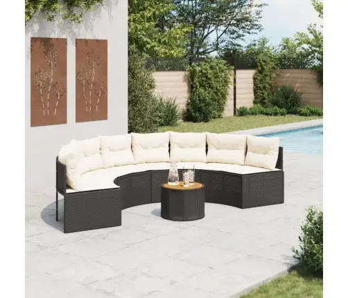 Dārza Dīvāns Ar Galdu, Matračiem, Pusapaļš, Pe Rotangpalma Vidaxl