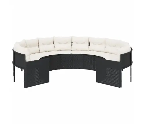 Dārza Dīvāns Ar Spilveniem, Apaļš, Melna Pe Rotangpalma Vidaxl