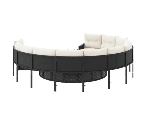 Dārza Dīvāns Ar Spilveniem, Apaļš, Melna Pe Rotangpalma Vidaxl