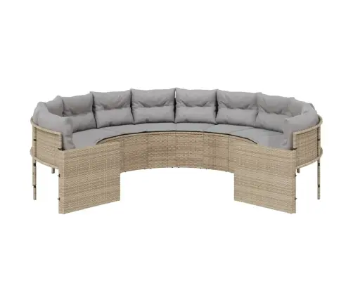 Dārza Dīvāns Ar Matračiem, Apaļš, Bēša Pe Rotangpalma Vidaxl