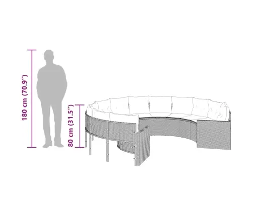 Dārza Dīvāns Ar Matračiem, Apaļš, Bēša Pe Rotangpalma Vidaxl
