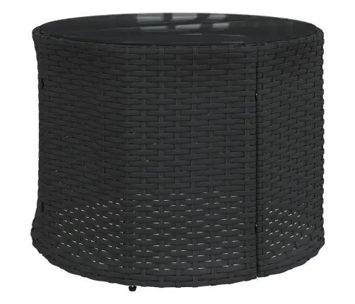 Dārza Dīvāns Ar Galdiņu Un Matračiem Apaļš Melna Pe Rotangpalma Vidaxl