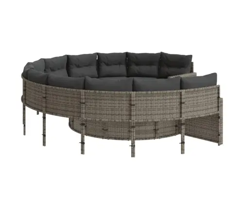 Ümmargune Aiadiivan Koos Laua Ja Patjadega, Hall, Polürotang