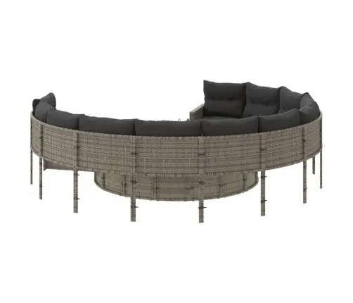 Ümmargune Aiadiivan Koos Laua Ja Patjadega, Hall, Polürotang