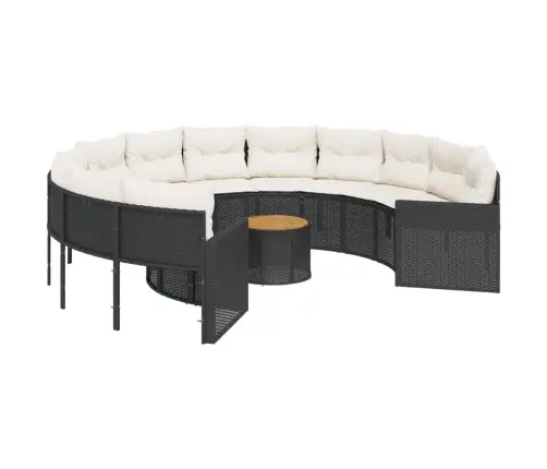 Dārza Dīvāns Ar Galdiņu Un Matračiem Apaļš Melna Pe Rotangpalma Vidaxl Dārza Dīvāns Ar Galdiņu Un Matračiem Apaļš Melna Pe Rotangpalma Vidaxl