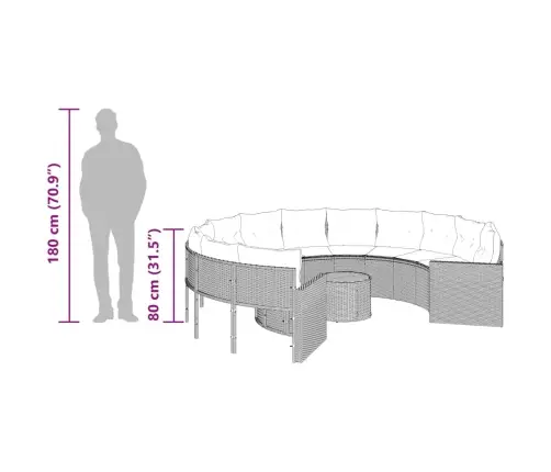 Dārza Dīvāns Ar Galdiņu Un Matračiem Apaļš Melna Pe Rotangpalma Vidaxl Dārza Dīvāns Ar Galdiņu Un Matračiem Apaļš Melna Pe Rotangpalma Vidaxl