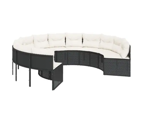 Dārza Dīvāns Ar Spilveniem, Apaļš, Melna Pe Rotangpalma Vidaxl